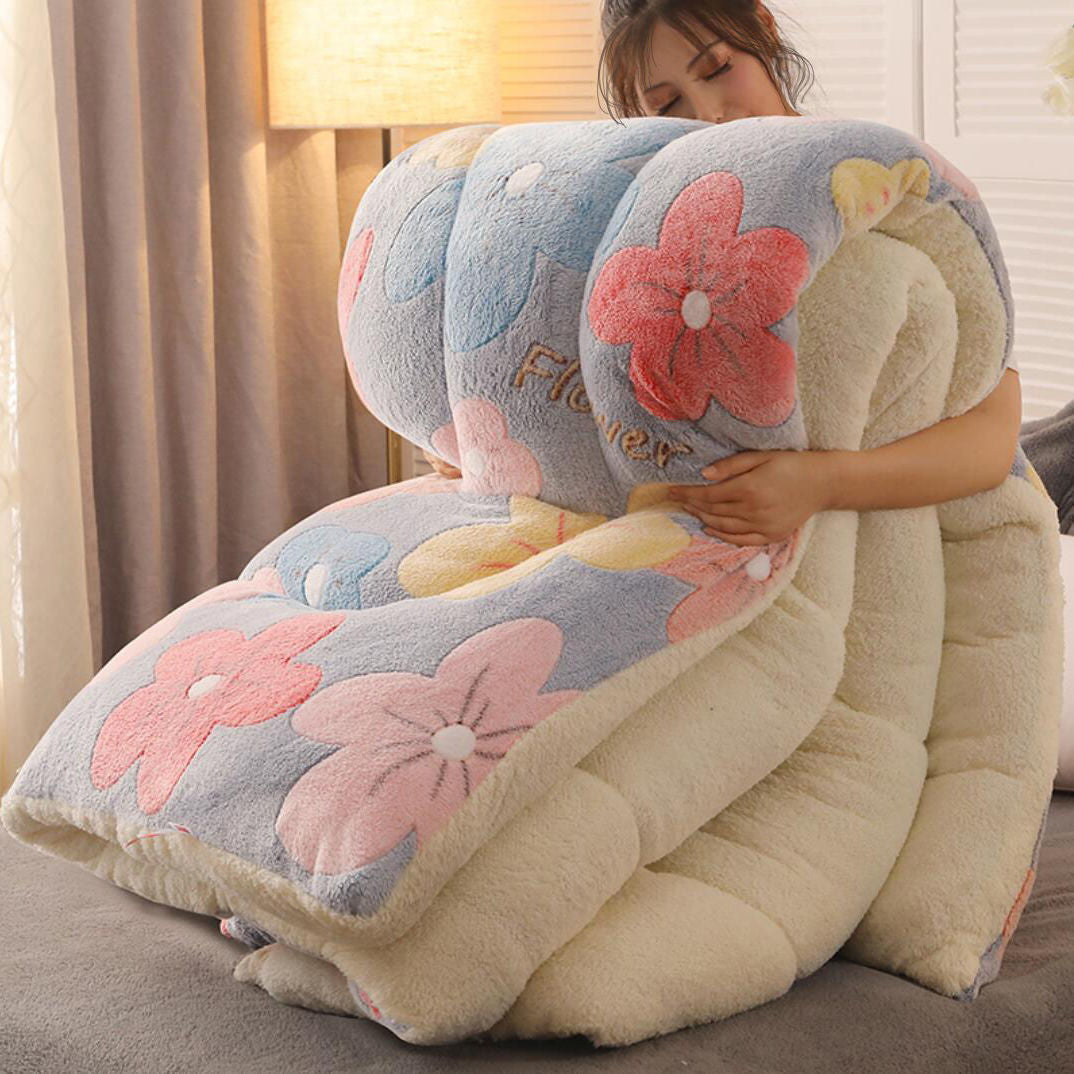 Couette Polaire Bleue à Fleurs