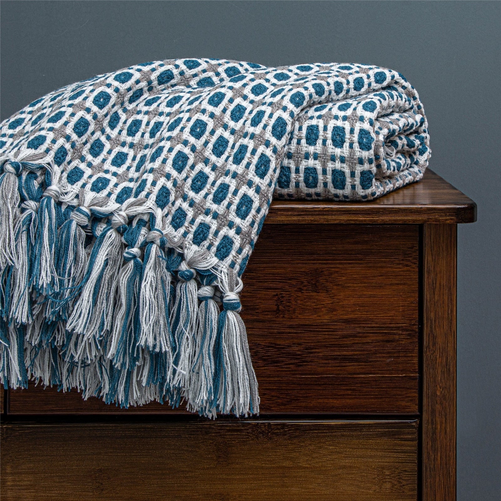 Couverture Tricotée A Carreaux Chaude Pour L'Hiver