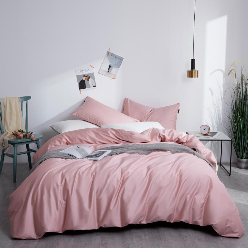 Ensemble de Literie Unie 100% Coton Rose
