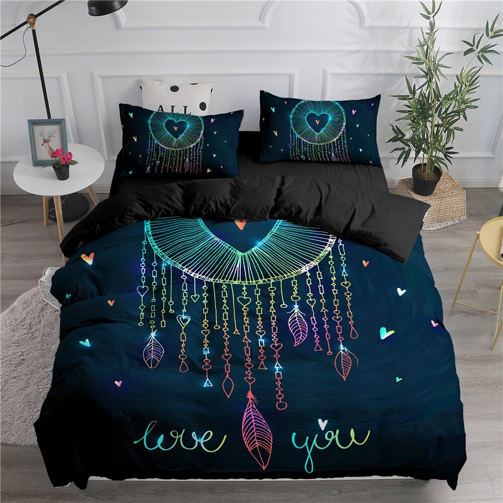 Housse De Couette Attrape Rêve Noire Love You