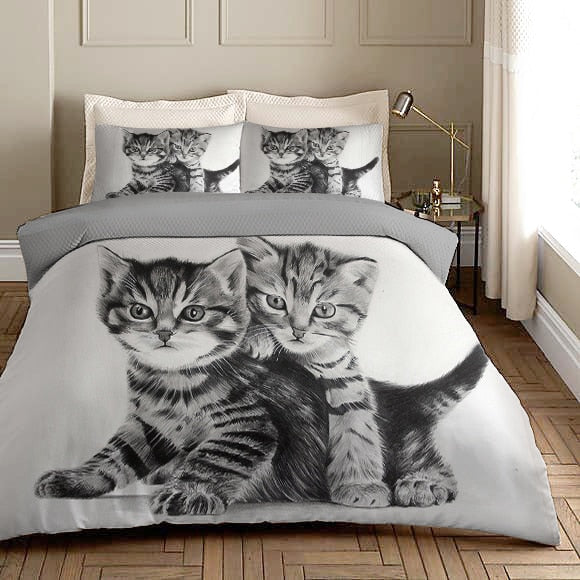 Housse De Couette Blanche Deux Chatons