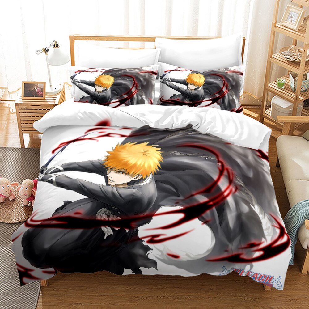 Housse De Couette Bleach Ichigo Noir et Blanche Sang