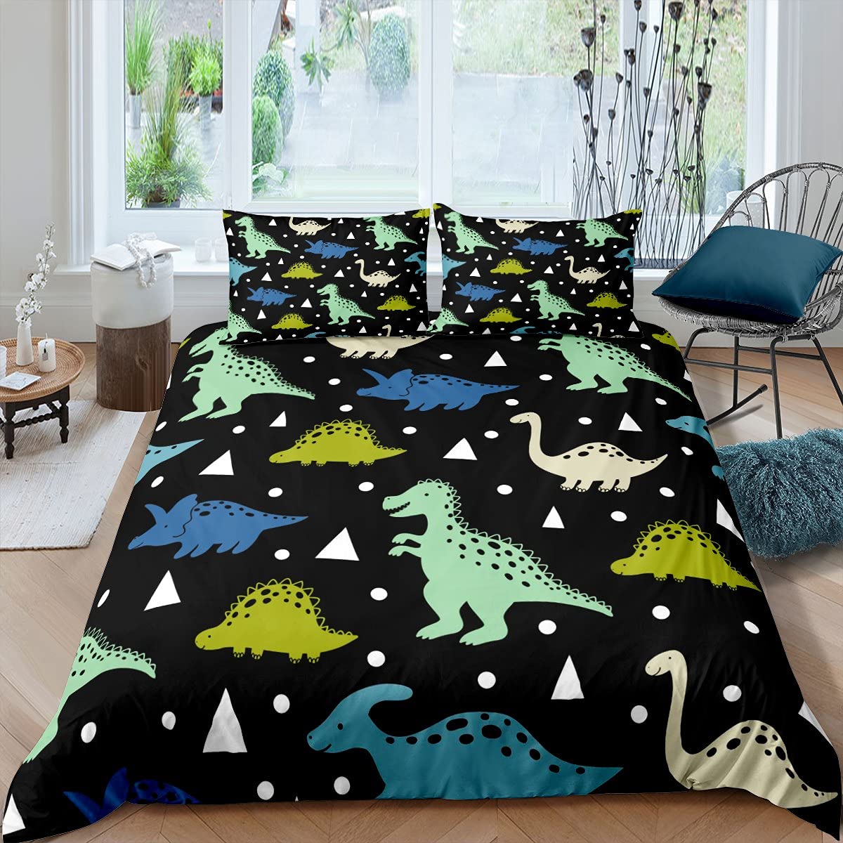 Housse De Couette Bleue Dinosaures Pour Enfant