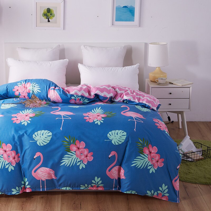 Housse De Couette Bleue Flamant Rose