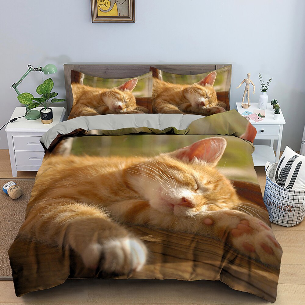 Housse De Couette Chaton Roux Endormi