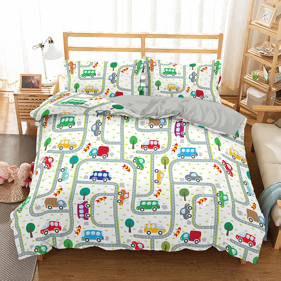 Housse De Couette Circuit De Petites Voitures Colorées