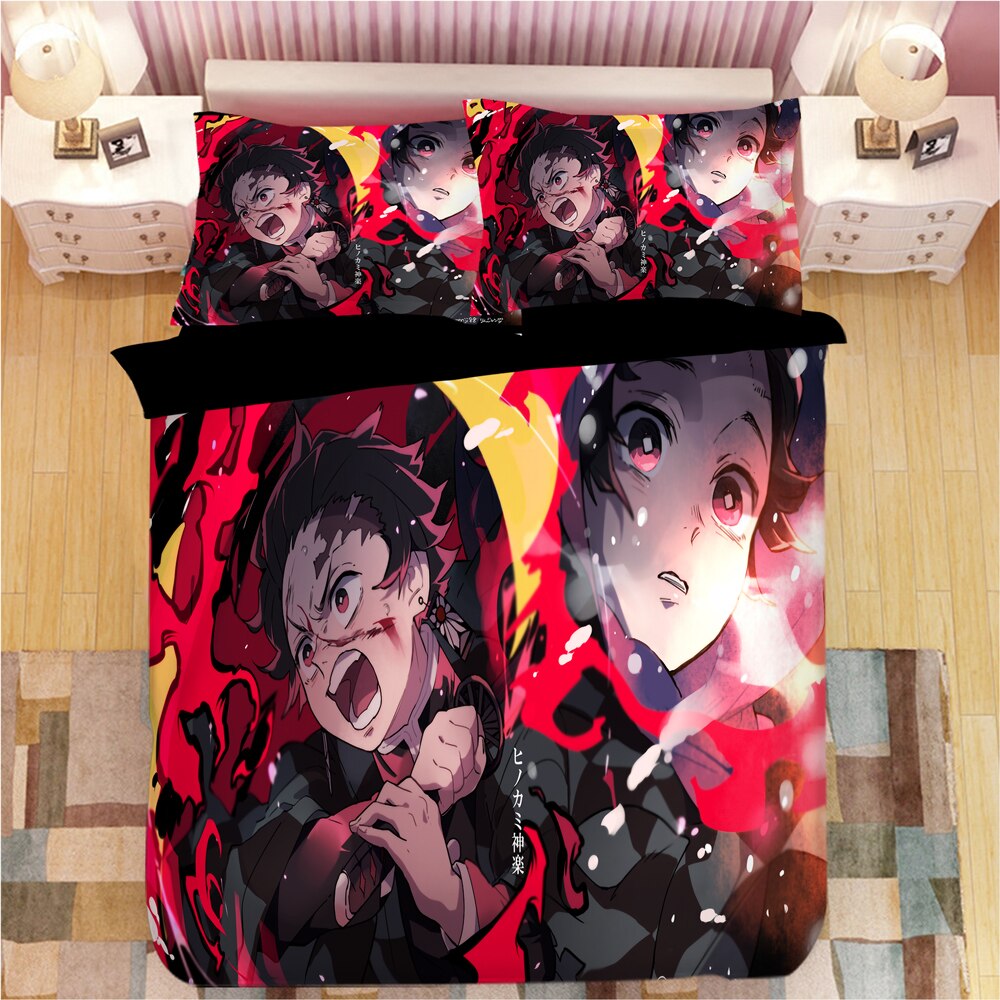Housse De Couette Demon Slayer Tanjiro Rouge