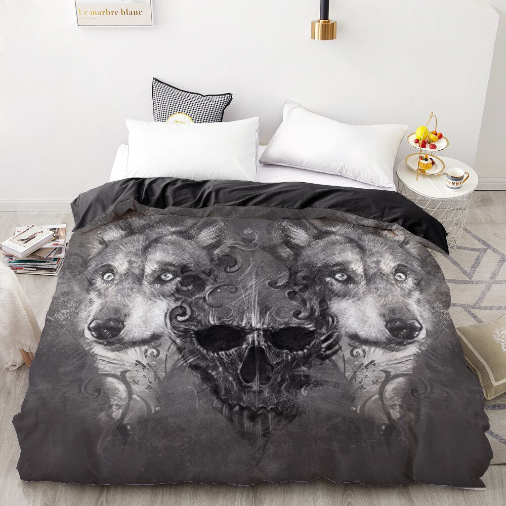Housse De Couette Double Loup Gris