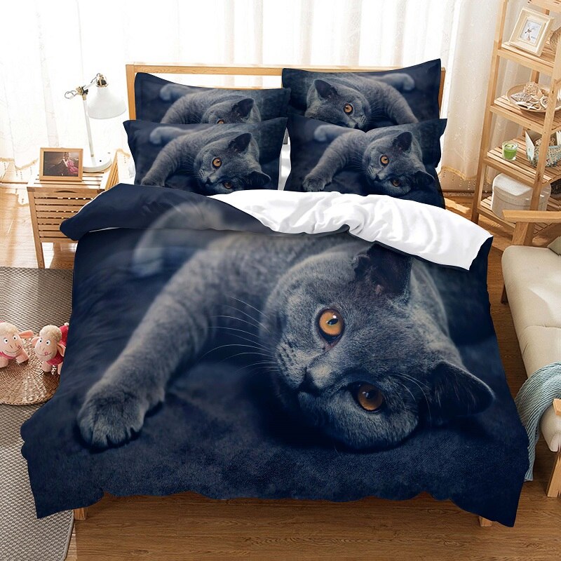Housse De Couette Grise Chat Chartreux