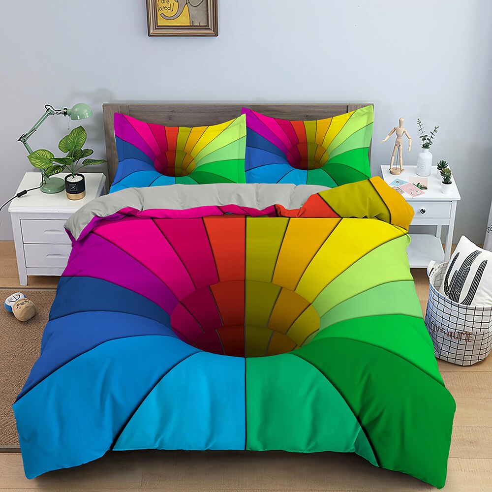 Housse De Couette Illusion D'Optique Trou Multicolore