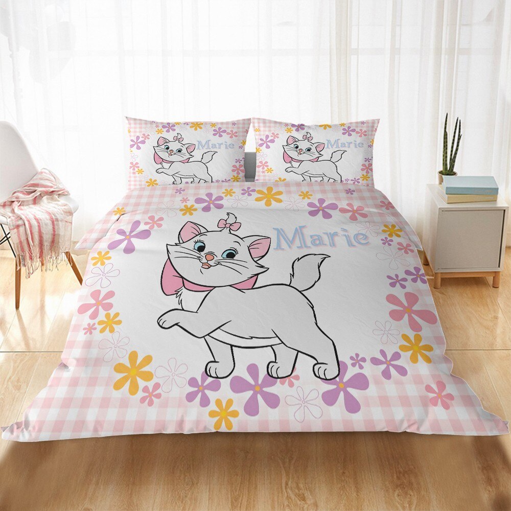 Housse De Couette Les Aristochats Marie Blanche A Fleurs