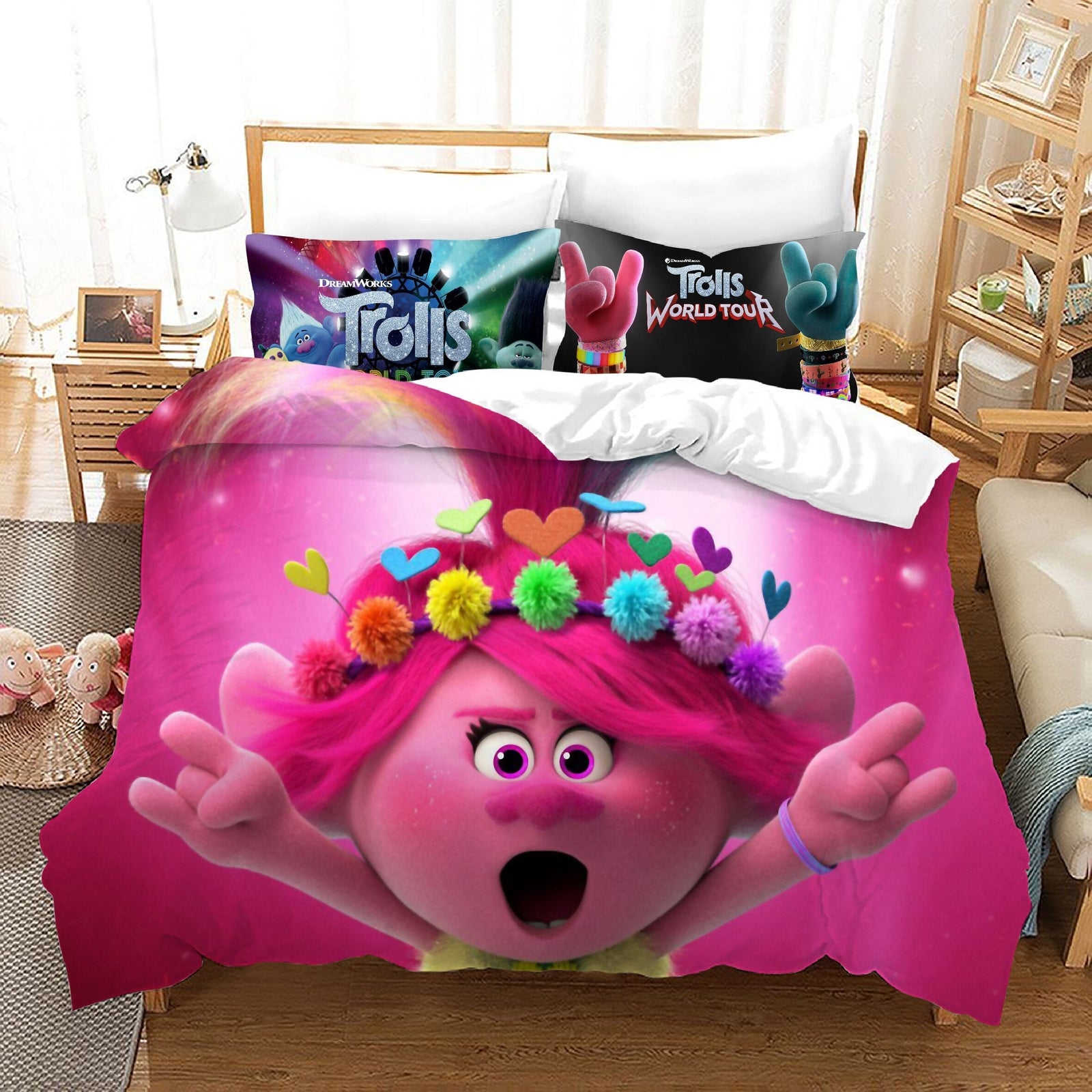 Housse De Couette Les Trolls Poppy Rose