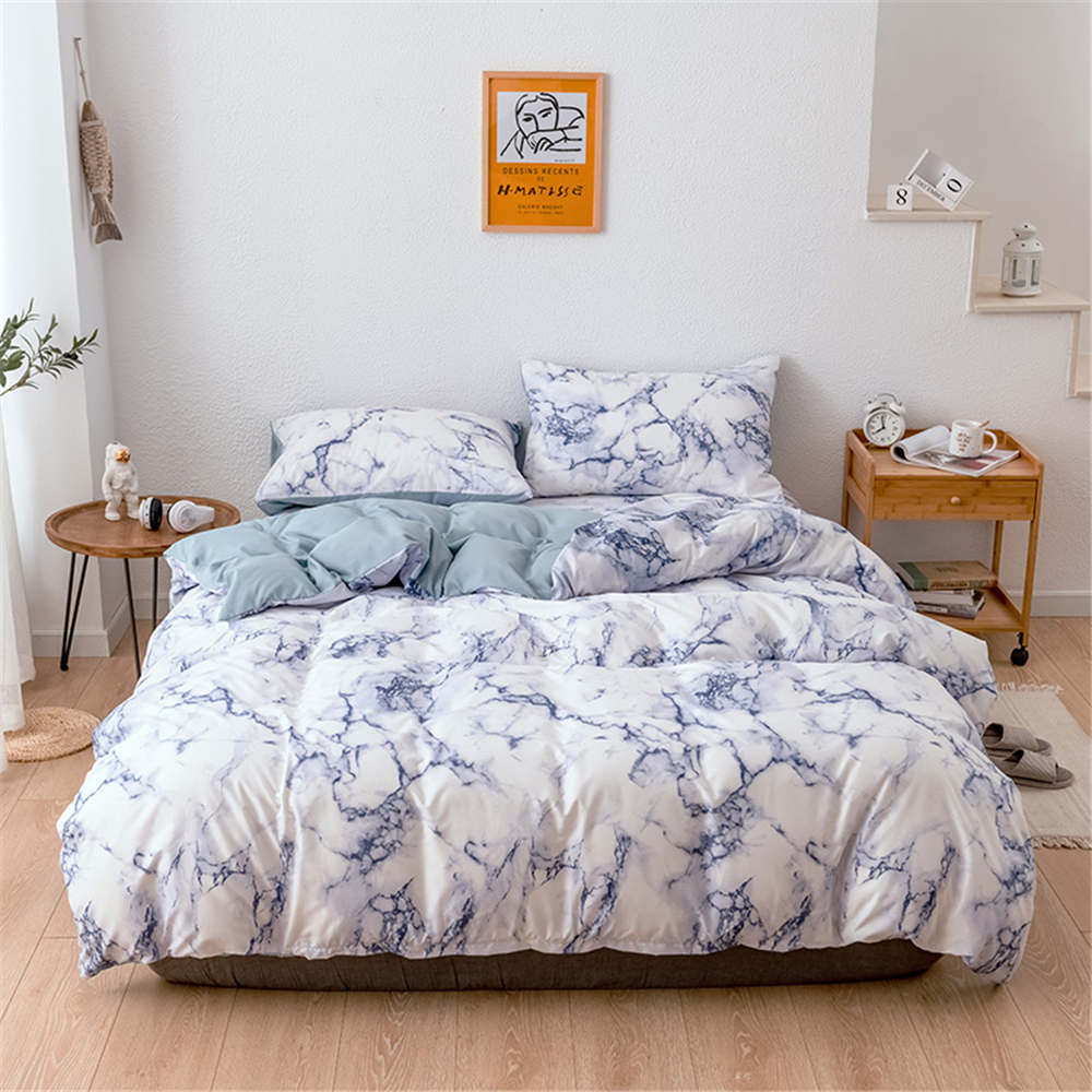 Housse De Couette Marbre Bleue