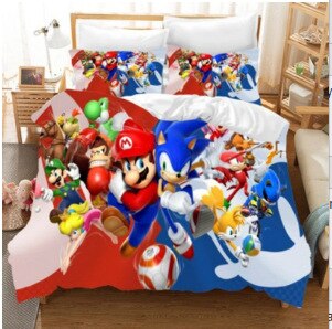 Housse De Couette Mario Et Sonic