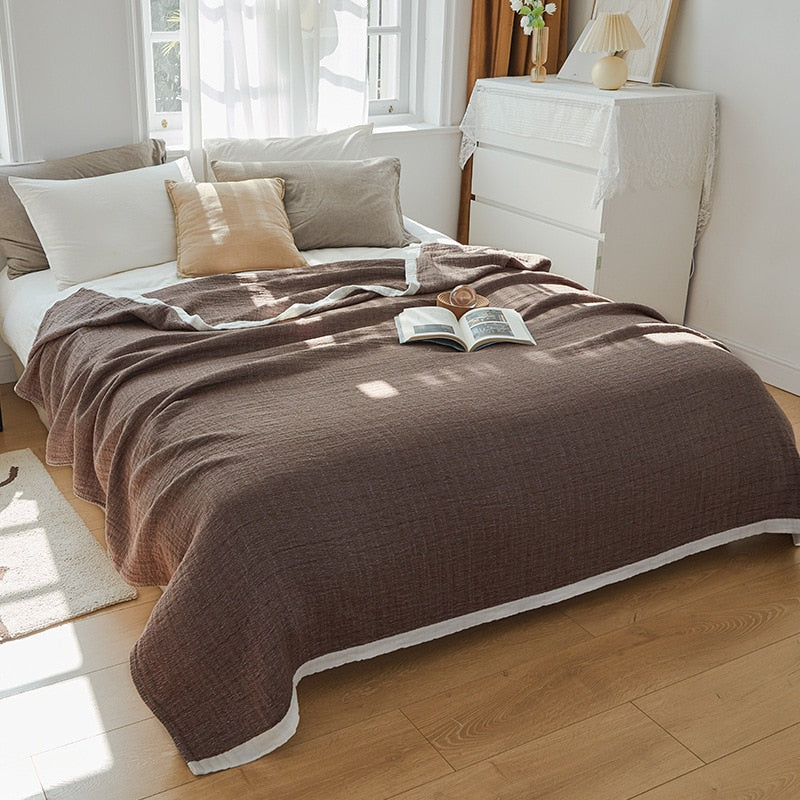 Housse De Couette Marron Gaze De Coton