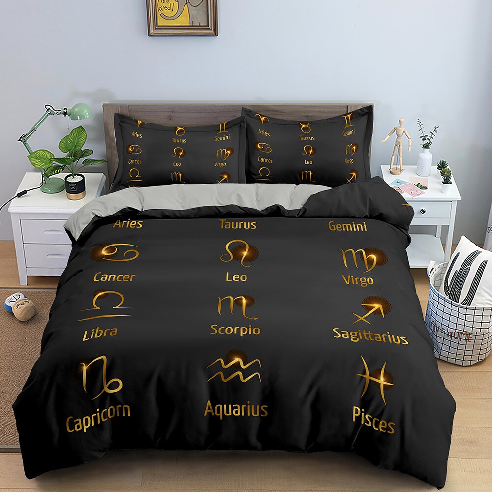 Housse De Couette Noir Signe Astrologique