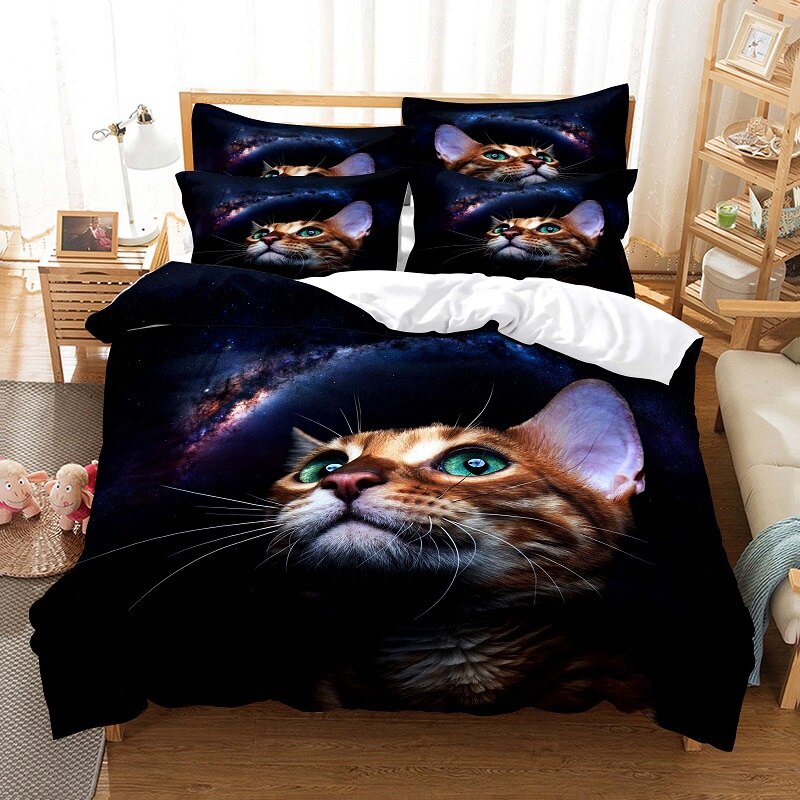 Housse De Couette Noire Chat Roux