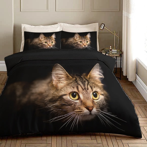 Housse De Couette Noire Chat Sibérien