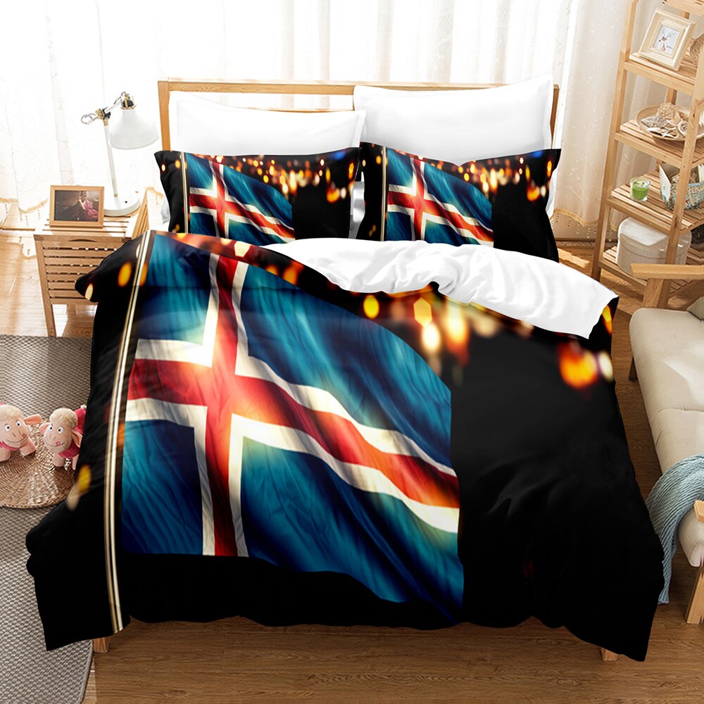Housse De Couette Noire Drapeau Islande