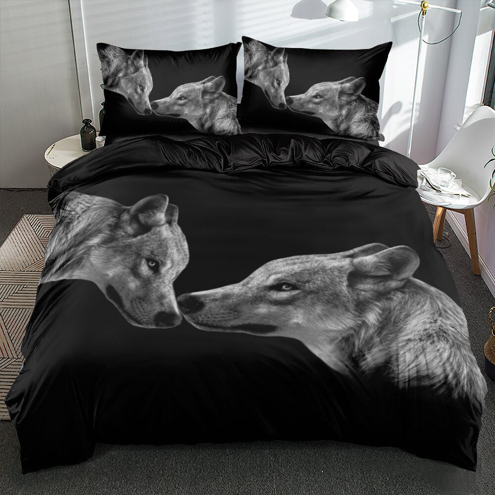 Housse De Couette Noire Loups