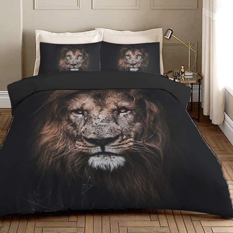 Housse De Couette Noire Tête De Lion