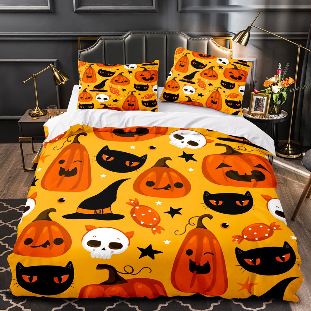 Housse De Couette Orange Halloween Enfant