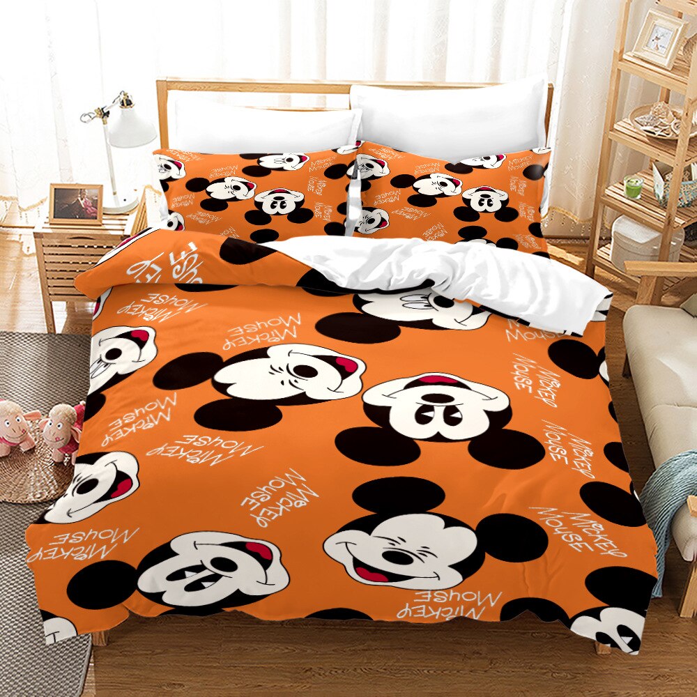 Housse De Couette Orange Tête De Mickey