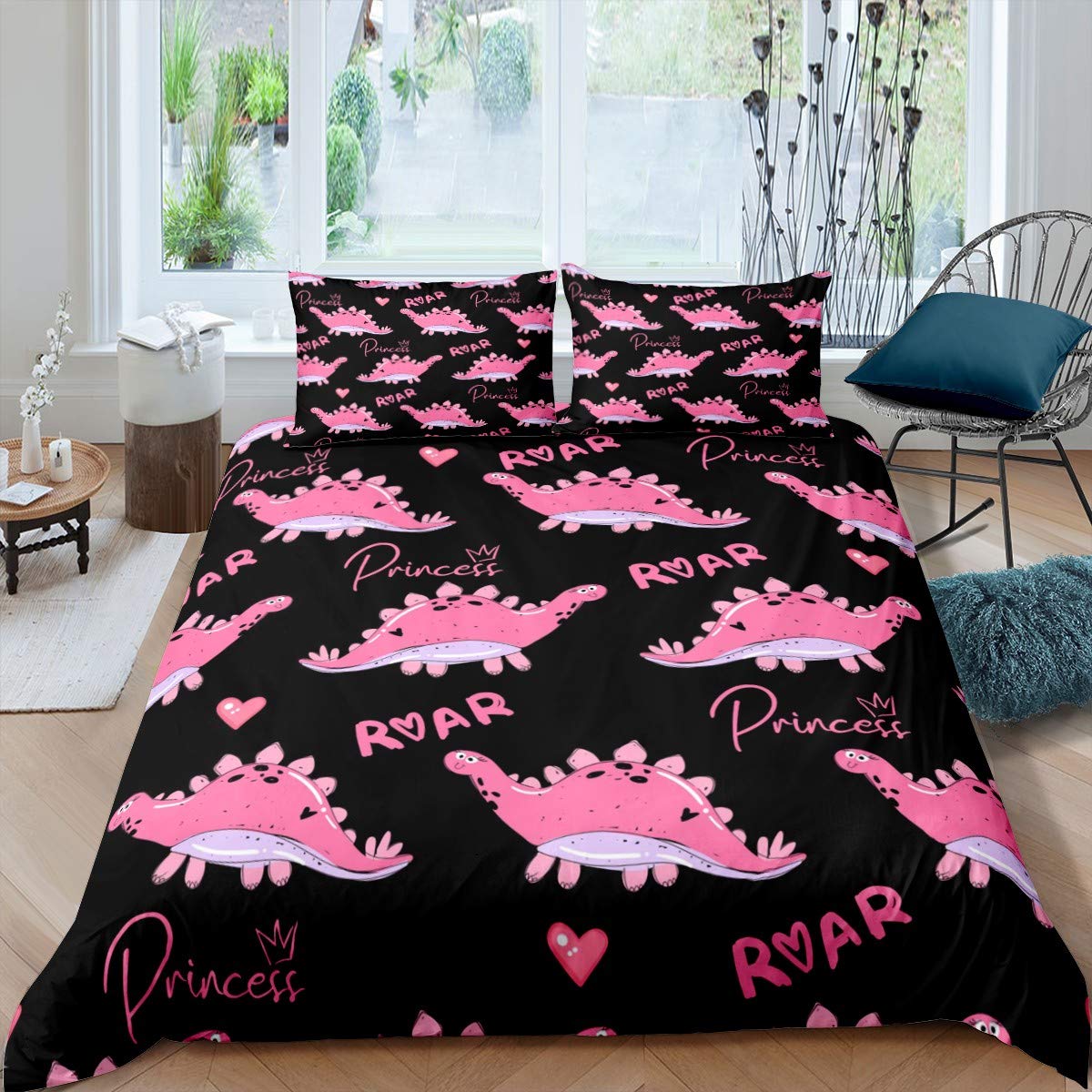 Housse De Couette Princesse Dinosaure Rose