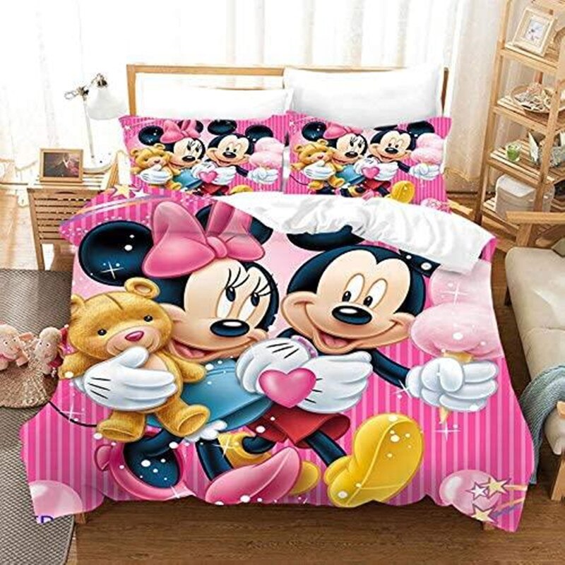 Housse De Couette Rose Mickey Et Minnie Main Dans La Main