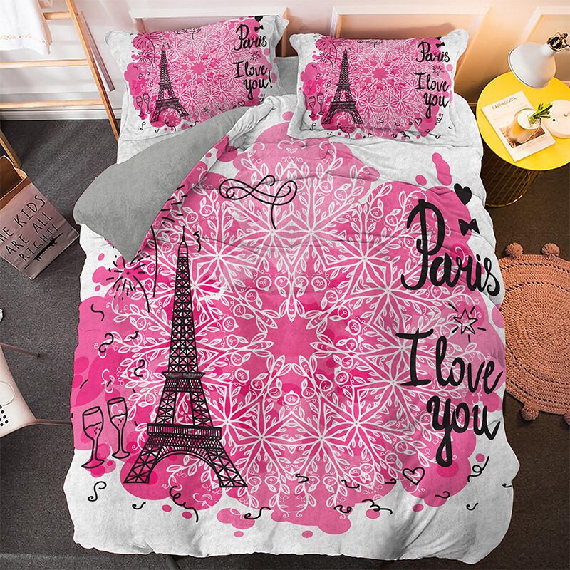 Housse De Couette Rose Paris I Love You