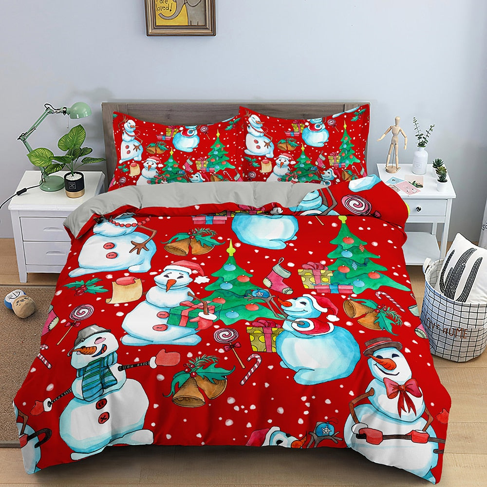 Housse De Couette Rouge Bonhomme De Neige