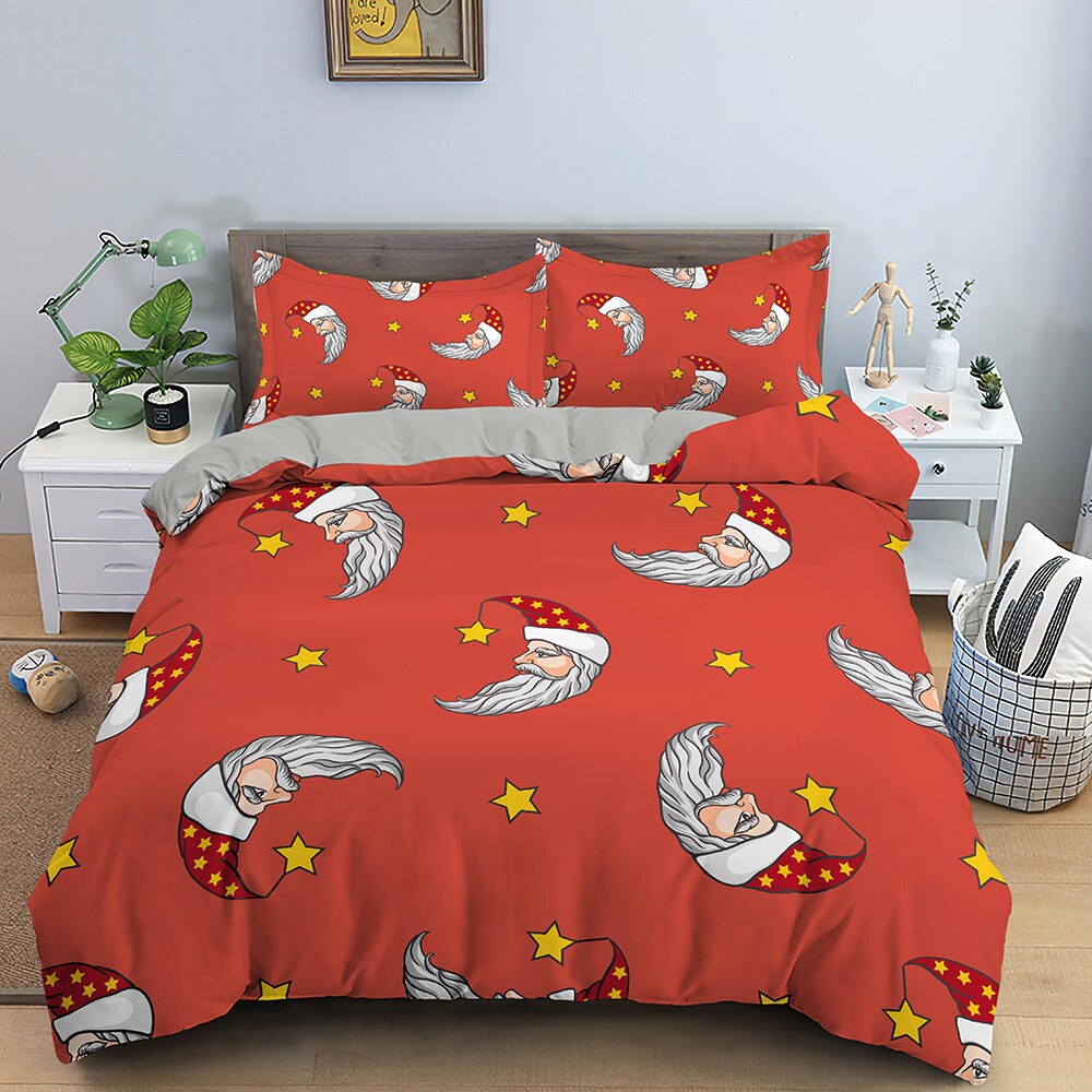 Housse De Couette Rouge Lune De Noël