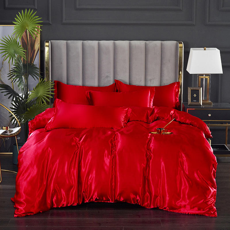Housse De Couette Satin Rouge Pas Cher