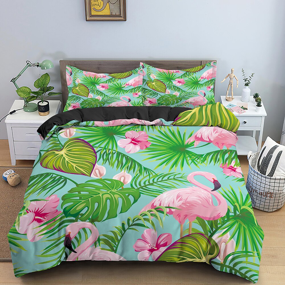 Housse De Couette Tropical Flamant Rose