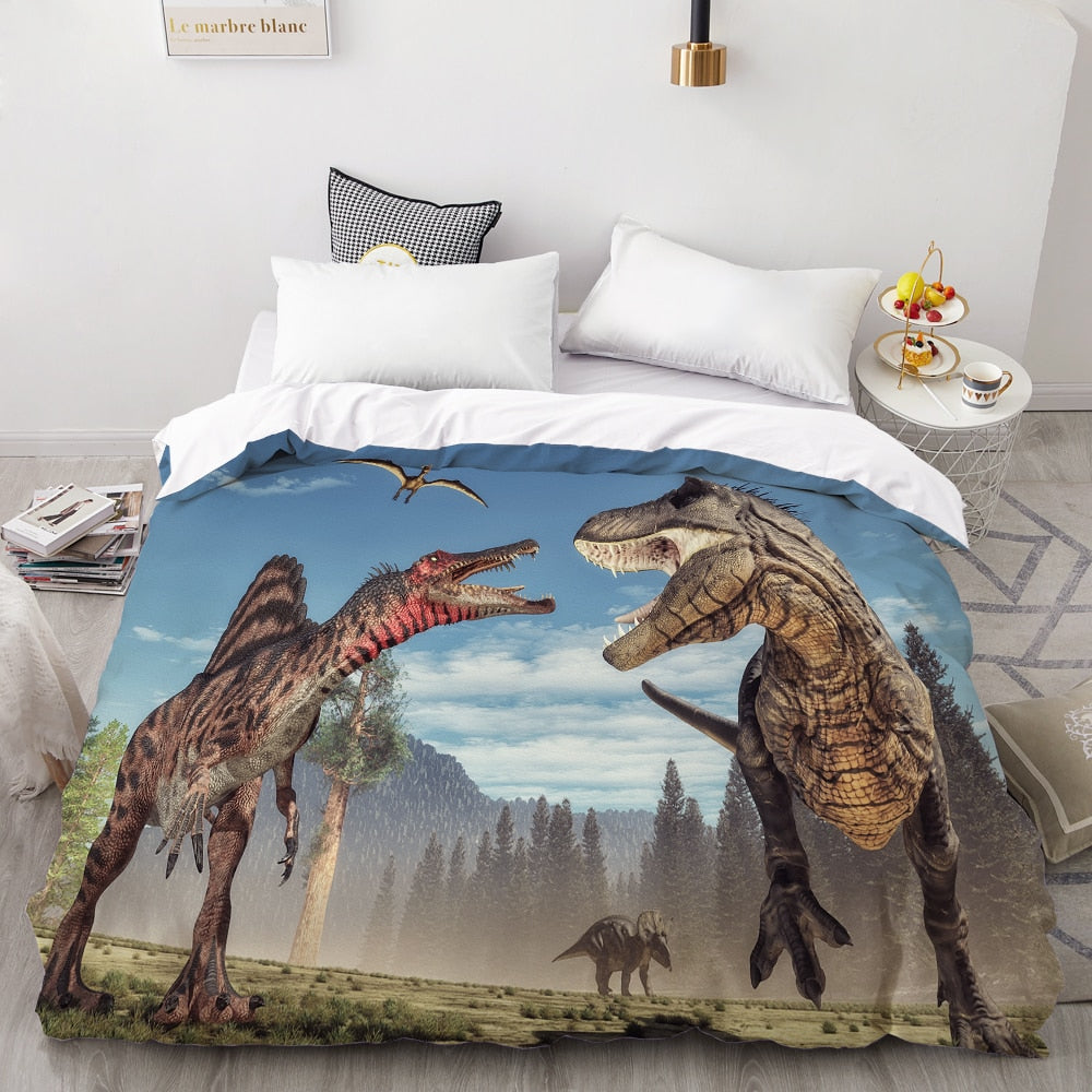 Housse De Couette Tyrannosaures Contre Spinosaurus
