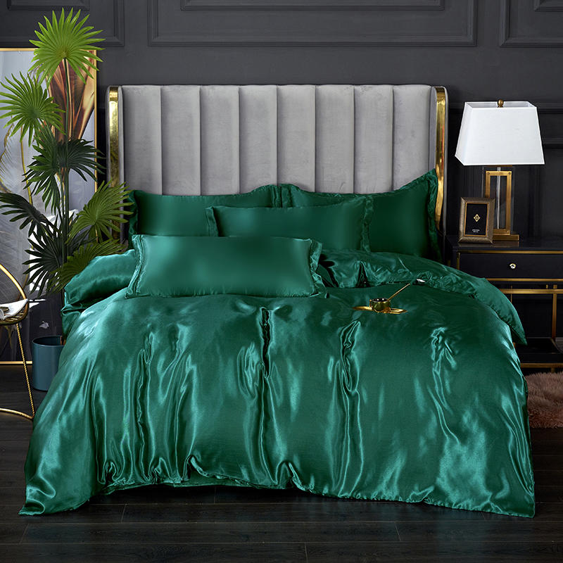 Housse De Couette Vert Brillant Satin