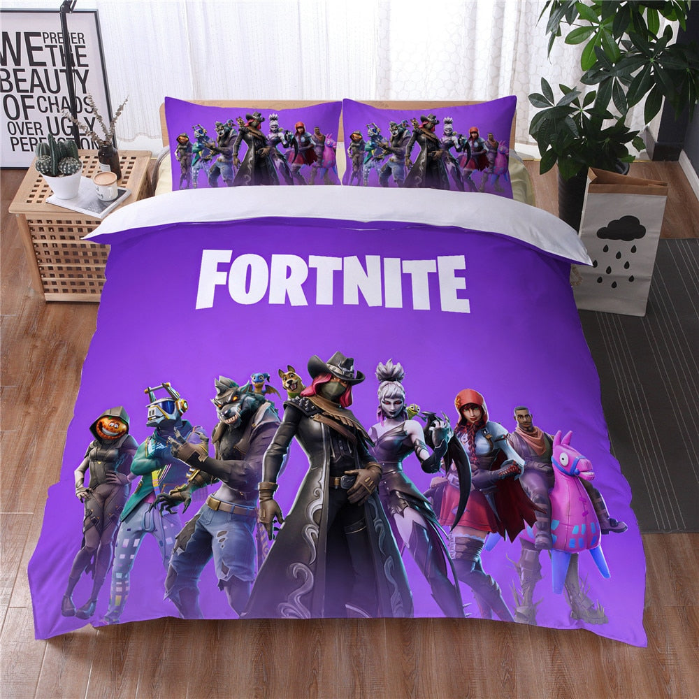 Housse De Couette Violette Personnages Fortnite