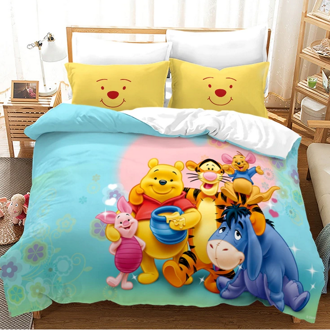 Housse De Couette Winnie L'Ourson Cœur Rose