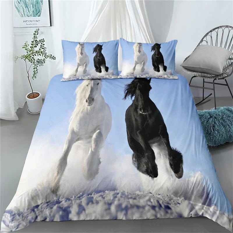 Housse de Couette 1 Personne Motif Cheval