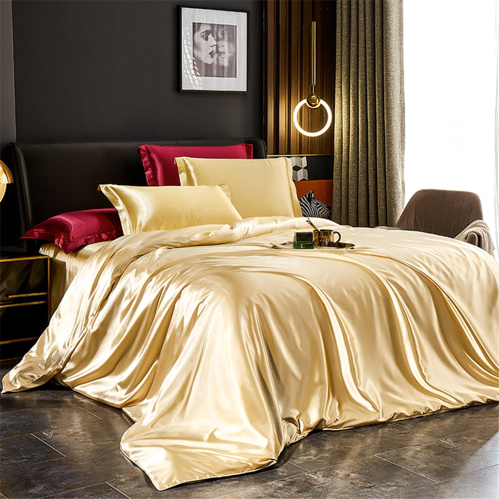 Housse de Couette 100% Satin Or