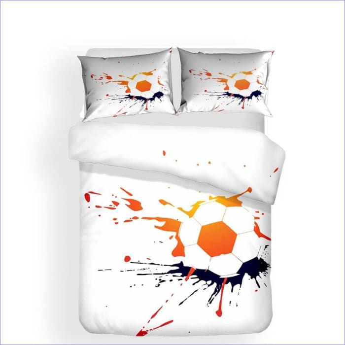 Housse de Couette Ballon De Foot Peinture Orange et Noire