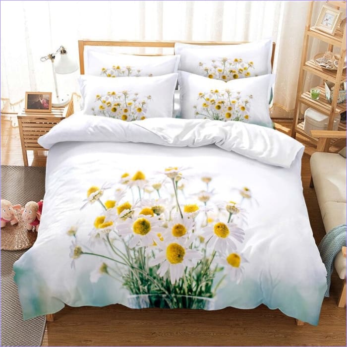Housse de Couette Blanche Fleurie Marguerite