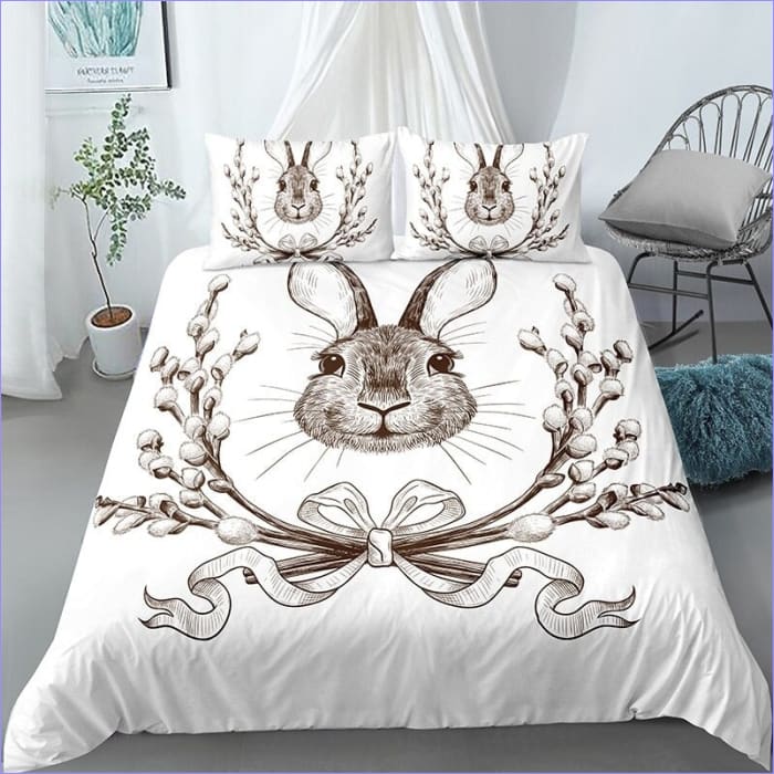 Housse de Couette Blanche Lapin Souriant