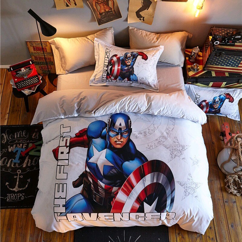 Housse de Couette Blanche Marvel Captain America 100% Coton