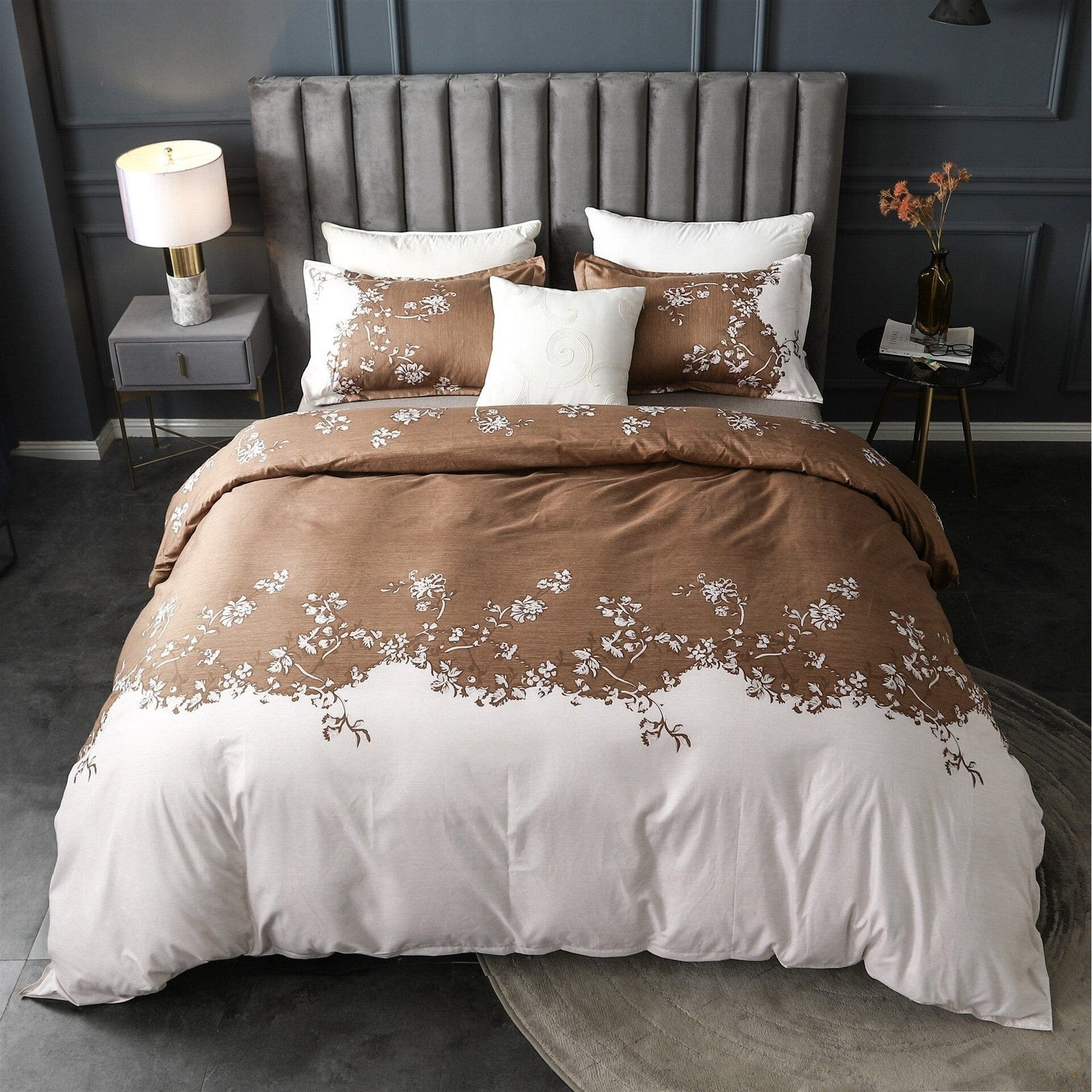 Housse de Couette Blanche et Marron