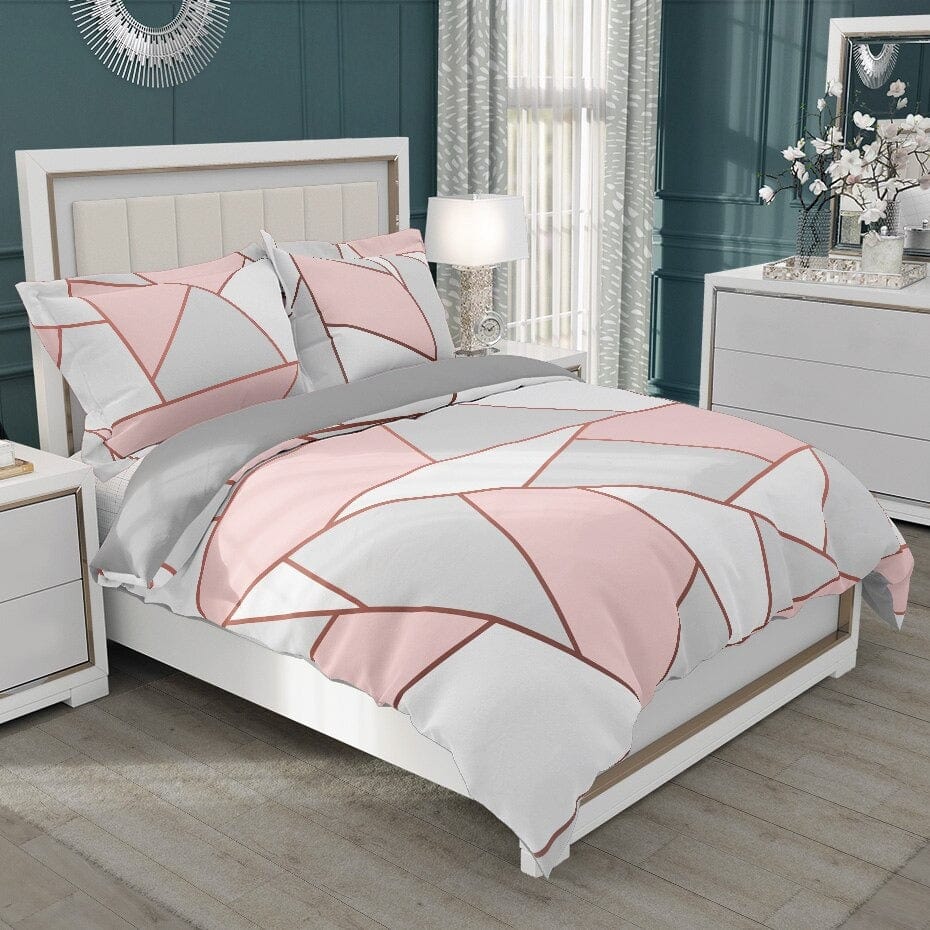 Housse de Couette Blanche et Rose Pale