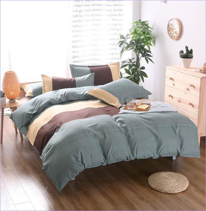 Housse de Couette Bleu Turquoise et Marron