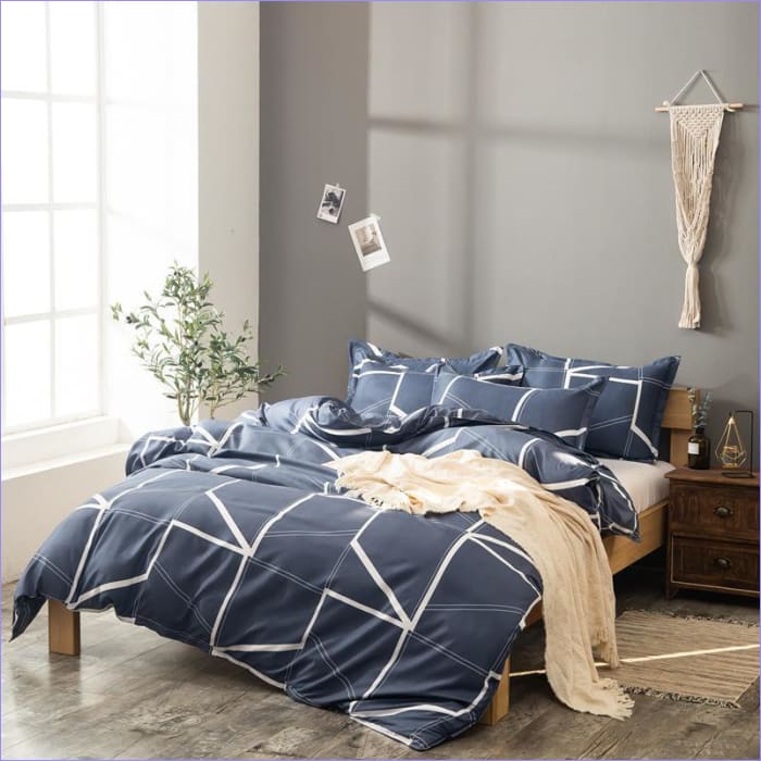 Housse de Couette Bleue marine et Blanche