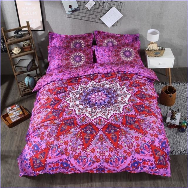 Housse de Couette Bohème Mandala Indien rose