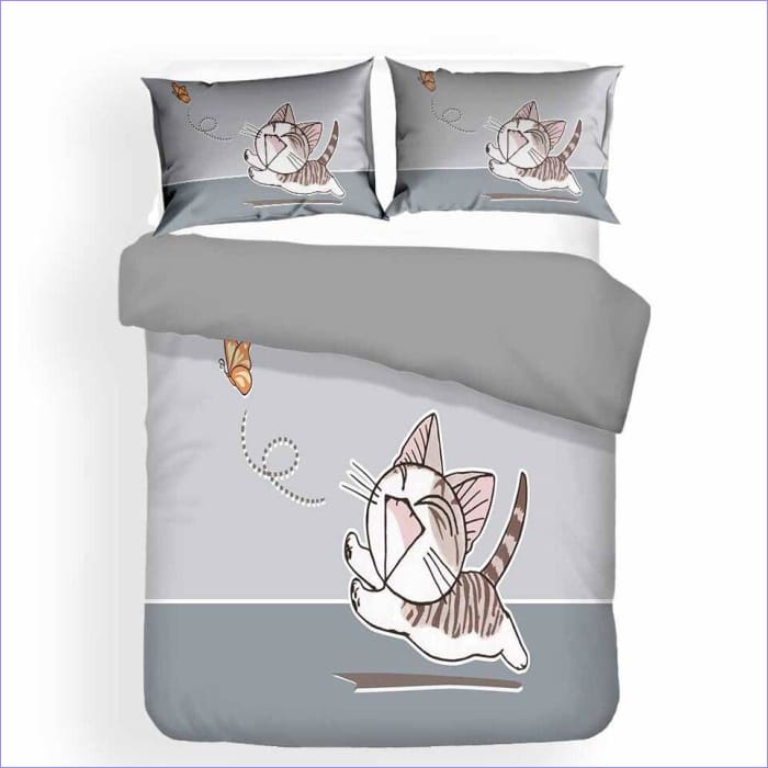 Housse de Couette Chat Manga grise